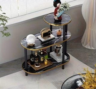 Mesa auxiliar madera negro y oro