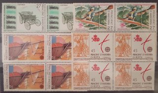Conjunto 14 Bloques de 4 Sellos Andorra 1985-1993
