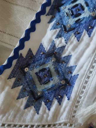 Vestido Sfera blanco bordado en azul