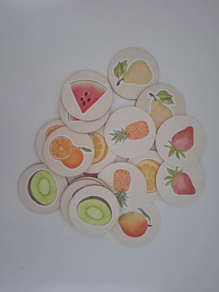 Fichas Montessori Frutas Madera