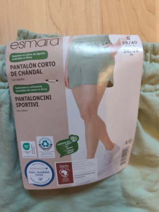 ESMARA Pantalón Corto Deportivo Verde Talla S