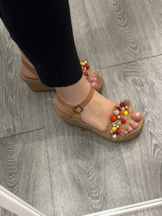 Sandalias Plataforma Beige Multicolor