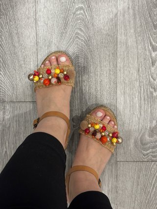 Sandalias Plataforma Beige Multicolor