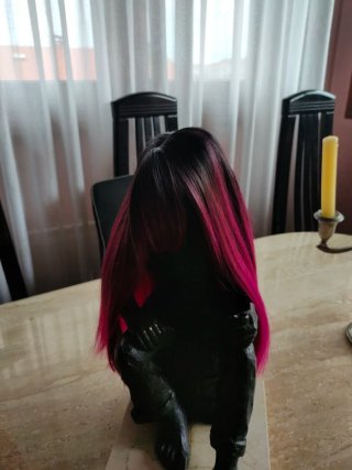 Peluca Mujer Negro a Rosa Natural Sin Usar