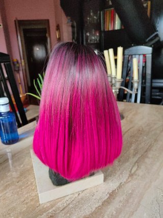 Peluca Mujer Negro a Rosa Natural Sin Usar