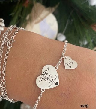 Pulsera Corazón Plata Tenerte como Tata