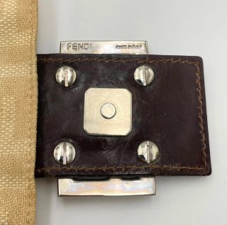 Fendi Zucca Canvas Baguette Borsa Beige Marrone