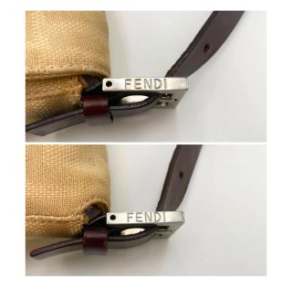 Fendi Zucca Canvas Baguette Borsa Beige Marrone