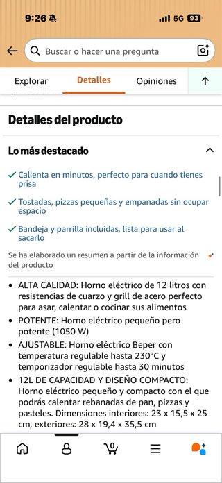 Horno Eléctrico Beper 12L
