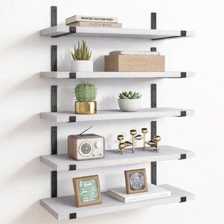 Set 5 Mensole da Parete Bianco Scaffali da Muro con Staffe