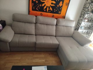Sofá Cherlon Beige/Marrón Tela