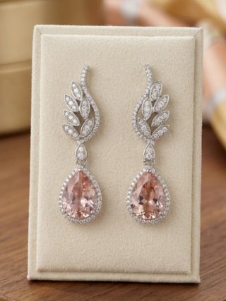 Orecchini donna eleganti rosa e argento