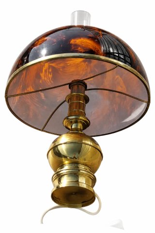 Lampada vintage ottone e vetro ambra