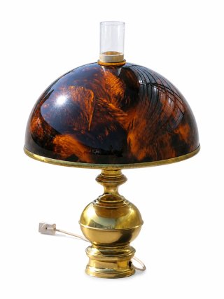 Lampada vintage ottone e vetro ambra