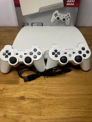 PS3 Slim Bianca 320GB con scatola e 2 DualShock 3