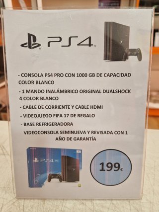 PS4 Pro Blanca + base de refrigeracion + FIFA 17