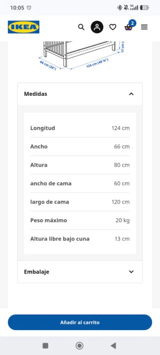 Cuna Gulliver Ikea Blanca 60x120cm