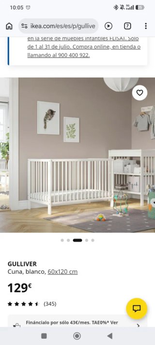 Cuna Gulliver Ikea Blanca 60x120cm