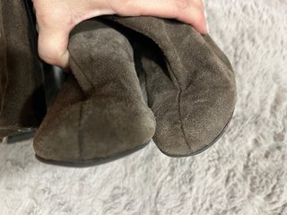 Botas de cuña piel serraje Zara
