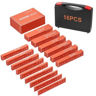 Bloques de Configuración Herramientas de Carpintería, Juego de 16 Piezas, Conjunto de Bloques de Medición de Altura de Precisión, con Marcaciones de Tamaño Grabadas con Láser y Estuche de Almacena...