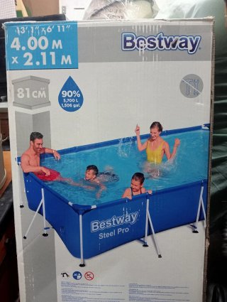 Piscina desmontable rectangular azul 4m x 2,11m