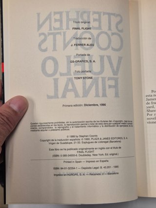 Vuelo Final - Stephen Coonts - Primera edición