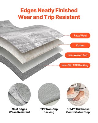 Tappeto Lavabile Antiscivolo Grigio 305x427 cm