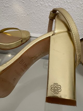 Sandalias Bimani Doradas Tacón 10cm Talla 36