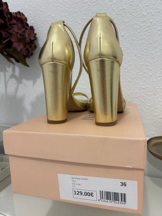 Sandalias Bimani Doradas Tacón 10cm Talla 36
