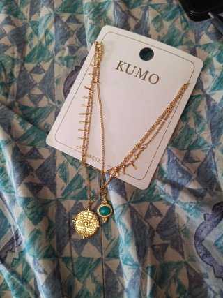 Cadena KUMO Acero Dorado Turquesa