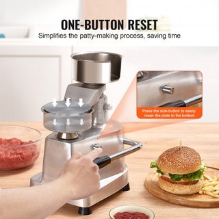 Máquina para hacer hamburguesas comerciales, moldeador de carne de hamburguesa de 100 mm/4 pulgadas, prensa de hamburguesas de acero inoxidable de grado alimenticio, procesador de carne de cocina ...