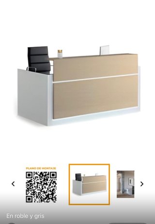 Mueble Recepción Madera y Base Gris