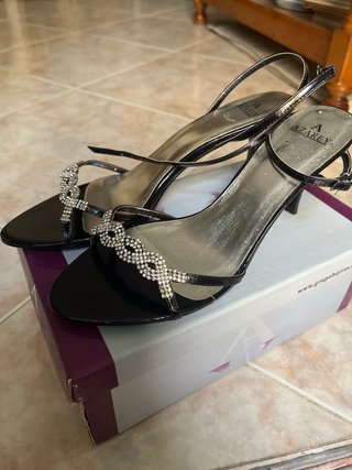 Sandalias Azarey Verano Tacón Bajo Brillantes