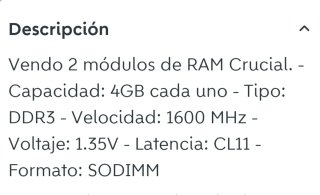 2x Crucial 4GB DDR3 RAM SODIMM