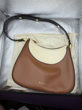 Borsa Marni pelle marrone e bianca