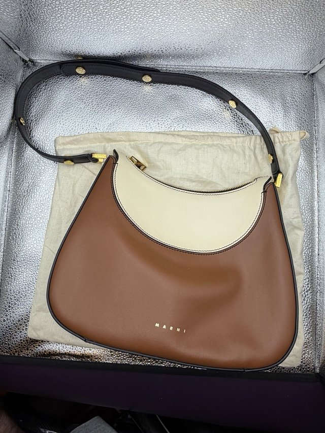 Borsa Marni pelle marrone e bianca
