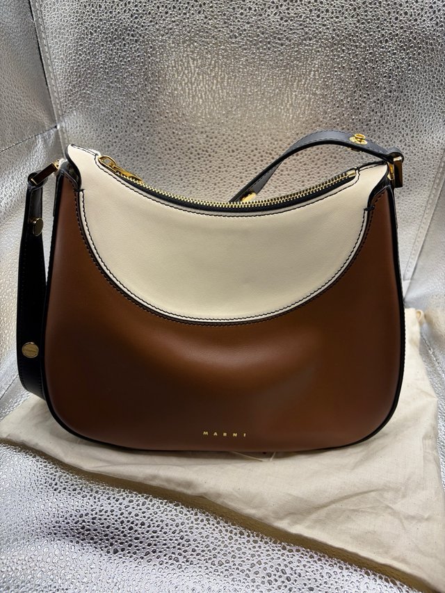 Borsa Marni pelle marrone e bianca