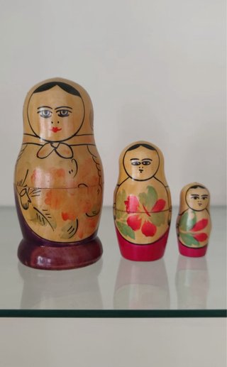 Matrioska russa vintage 3 pezzi legno
