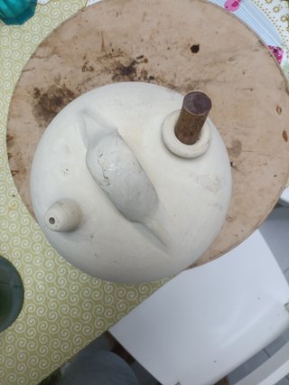 Botijo de cerámica artesanal barro blanco