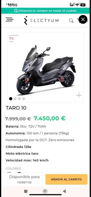Moto Eléctrica Rotom Taro T10 Negro Mate.
