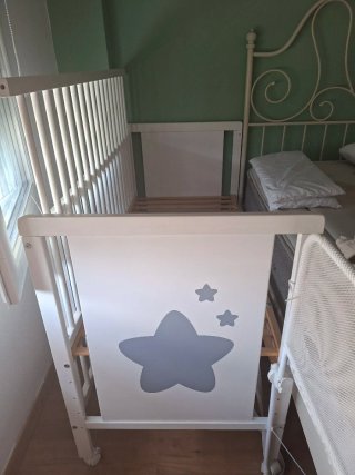 Cuna colecho madera blanca estrellas