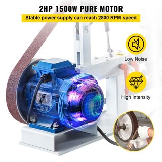 Lijadora de Disco y Banda de Banco Lijadora de Banco 1.5KW con Rueda PH 427 x 30.5 cm Cinta de Lijado Ajustable, Lijadora de Banda y Disco de Maquinaria Central 0-2800Rpm Lijadoras Combinadas