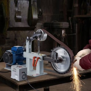 Lijadora de Disco y Banda de Banco Lijadora de Banco 1.5KW con Rueda PH 427 x 30.5 cm Cinta de Lijado Ajustable, Lijadora de Banda y Disco de Maquinaria Central 0-2800Rpm Lijadoras Combinadas