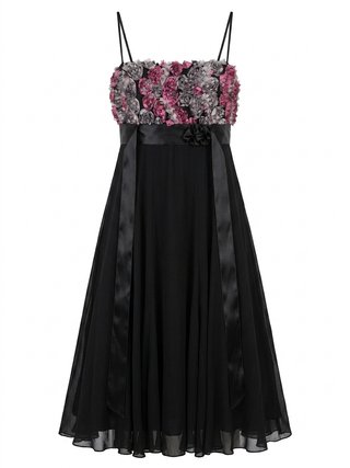Vestido de fiesta negro con flores rosas