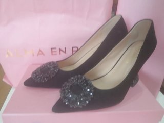 Zapatos dorados con lazo piel, tacón 3 cm