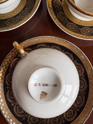 Juego de té porcelana fina francesa oro. Limoges