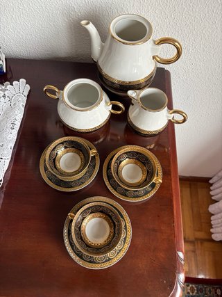 Juego de té porcelana fina francesa oro. Limoges
