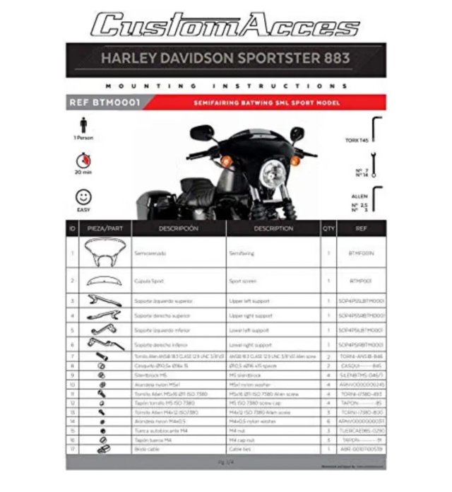 Nuevo, Batwing Harley Davidson Sportster Iron 883