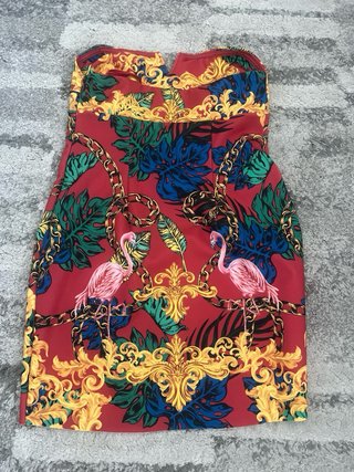 Vestido estilo Versace Estampado Flamencos Talla L