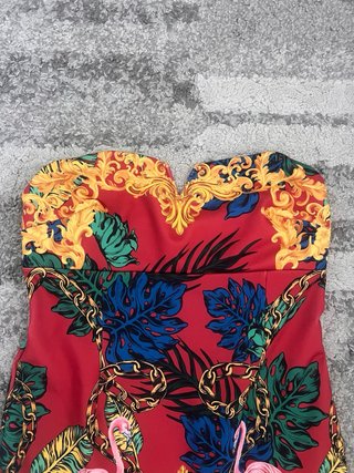 Vestido estilo Versace Estampado Flamencos Talla L